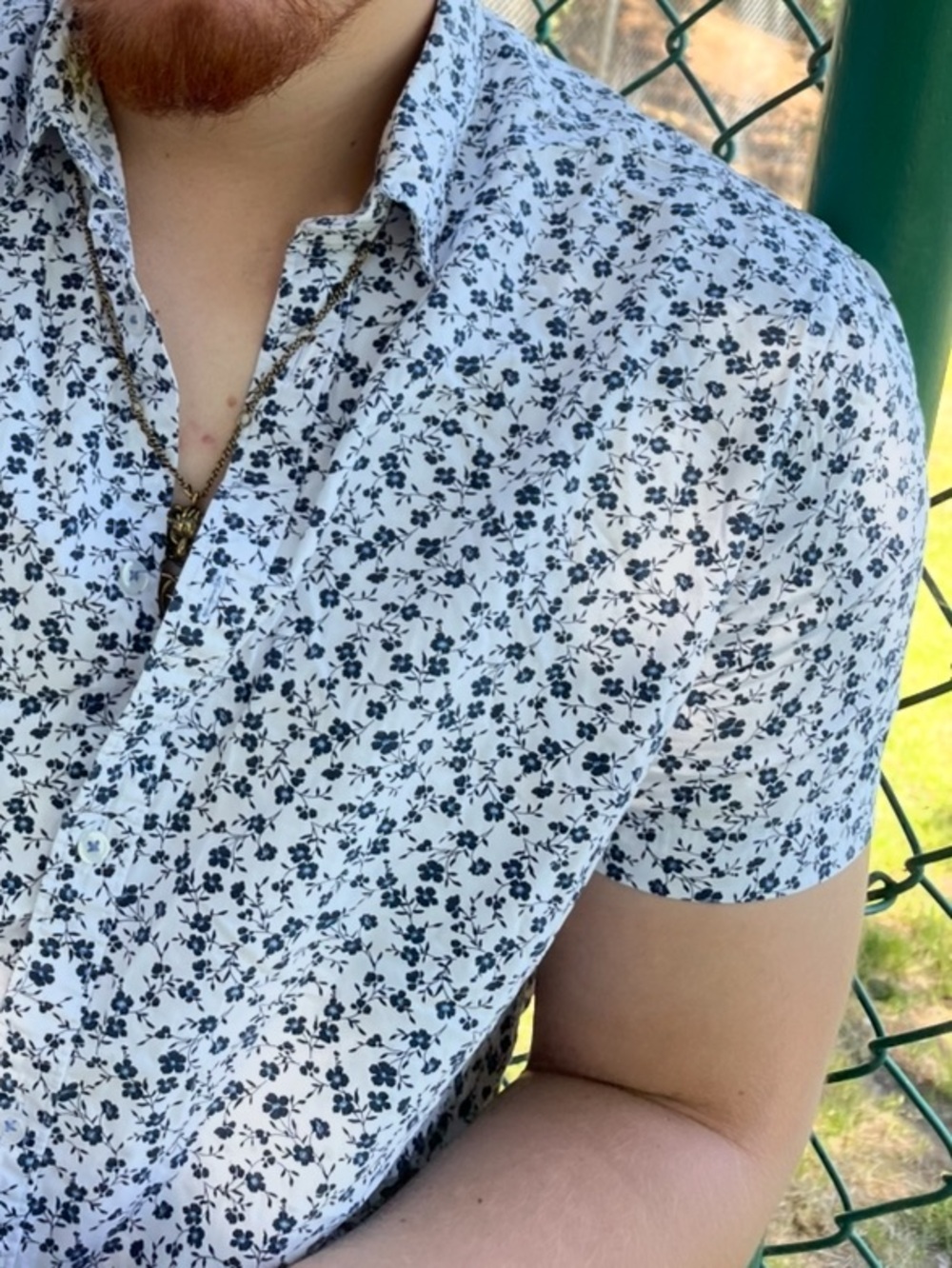 DENIM & FLOWER Men RICKY SINGH Floral Short Sleeve Button-Up Shirt BLUE DAISY - Picture 5 of 16